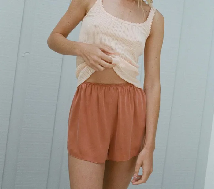 Shop LOREN SHORT Apricot DEN Pants and Shorts