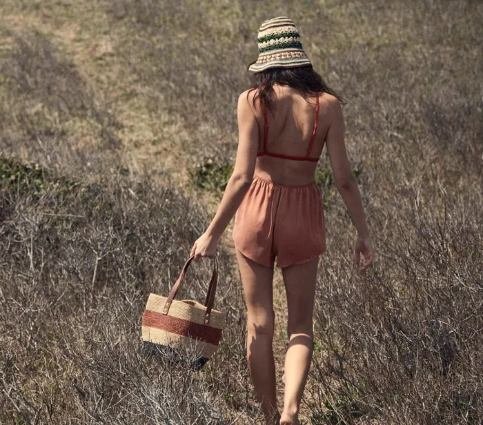 Shop LOREN SHORT Apricot DEN Pants and Shorts