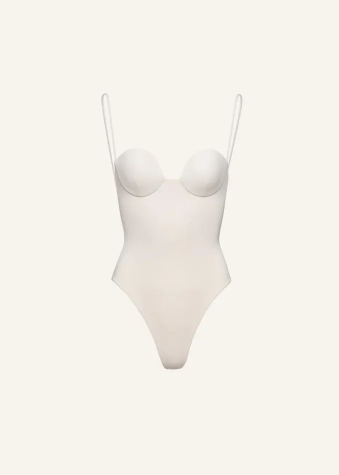 Shop Magda Butrym Beachwear Retro Bustier Swimsuit In Cream
