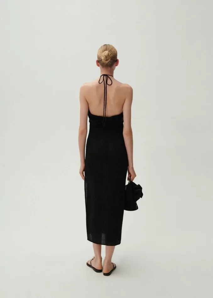 Shop Magda Butrym Dresses Pearl Halterneck Midi Dress In Black Shop Magda Butrym Dresses Pearl Halterneck Midi Dress In Black