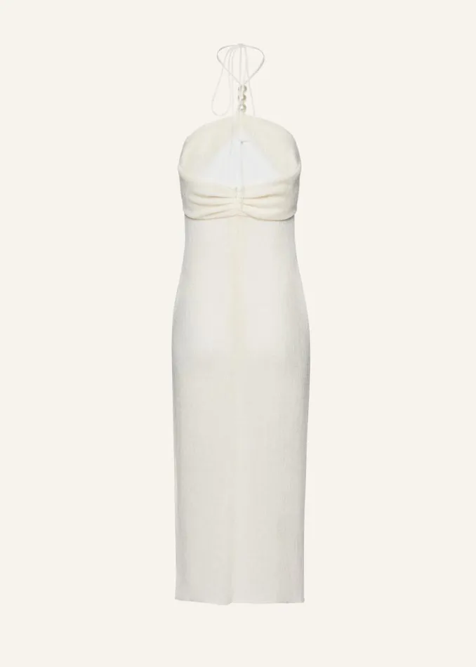 Shop Magda Butrym Dresses Pearl Halterneck Midi Dress In Cream Shop Magda Butrym Dresses Pearl Halterneck Midi Dress In Cream