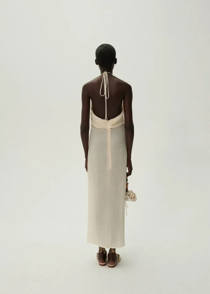 Shop Magda Butrym Dresses Pearl Halterneck Midi Dress In Cream Shop Magda Butrym Dresses Pearl Halterneck Midi Dress In Cream