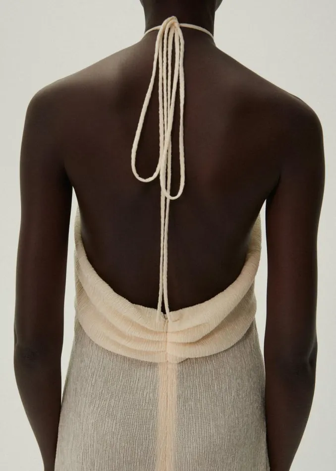 Shop Magda Butrym Dresses Pearl Halterneck Midi Dress In Cream Shop Magda Butrym Dresses Pearl Halterneck Midi Dress In Cream