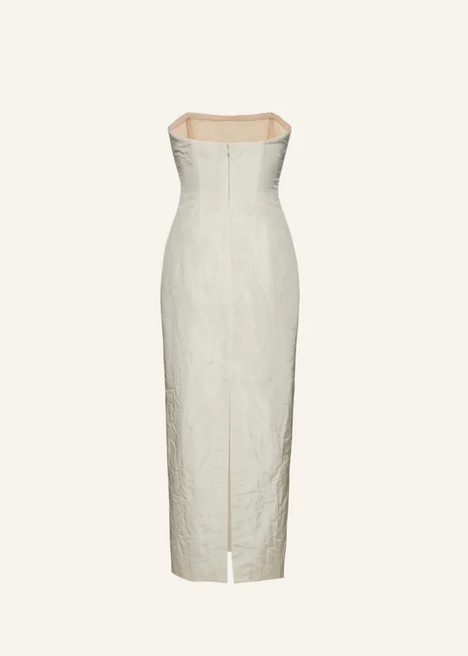 Shop Magda Butrym Dresses Strapless Corset Midi Dress In Cream Shop Magda Butrym Dresses Strapless Corset Midi Dress In Cream