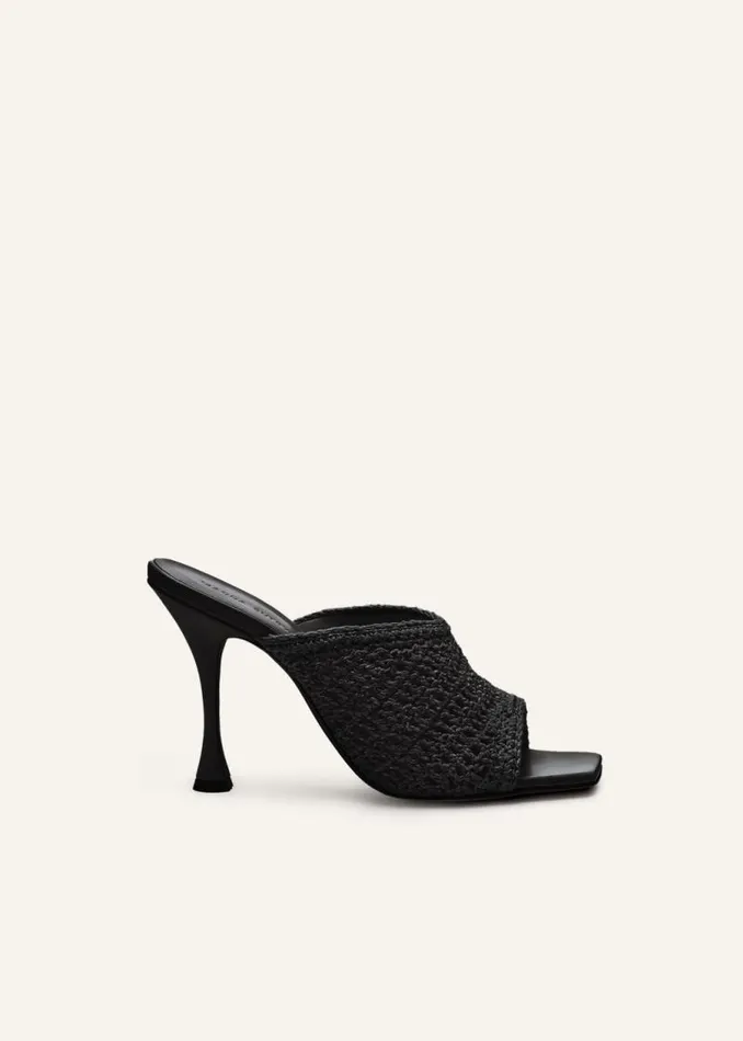 Shop Magda Butrym Essentials Crochet Mule Heels In Black