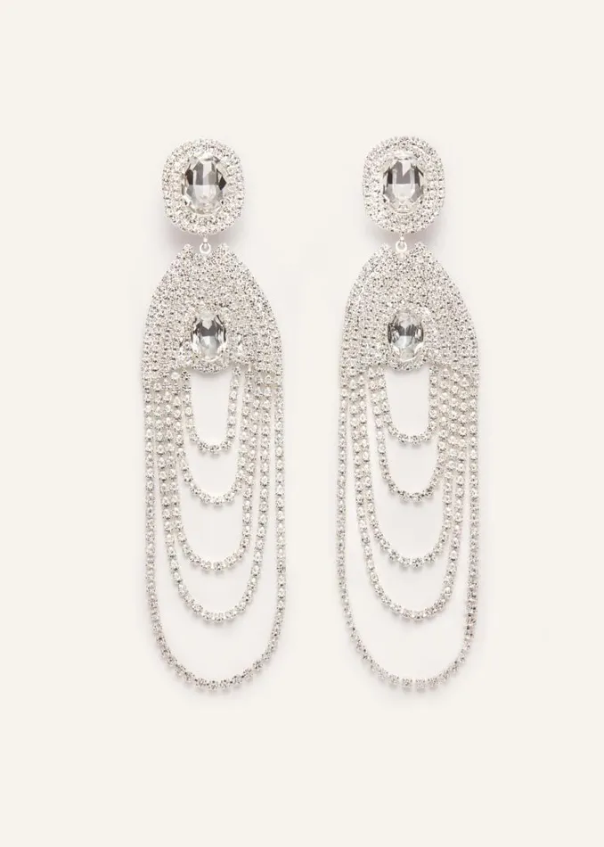 Shop Magda Butrym Jewelry Crystal Dangle Loop Earrings In Silver