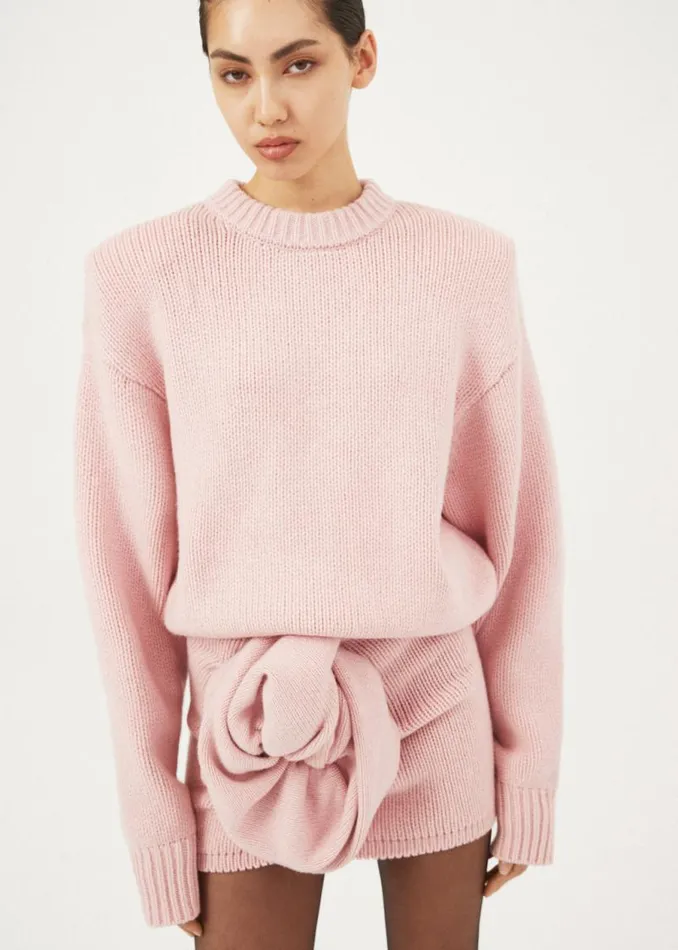 Shop Magda Butrym Knitwear Cashmere Crewneck Sweater In Pink Shop Magda Butrym Knitwear Cashmere Crewneck Sweater In Pink