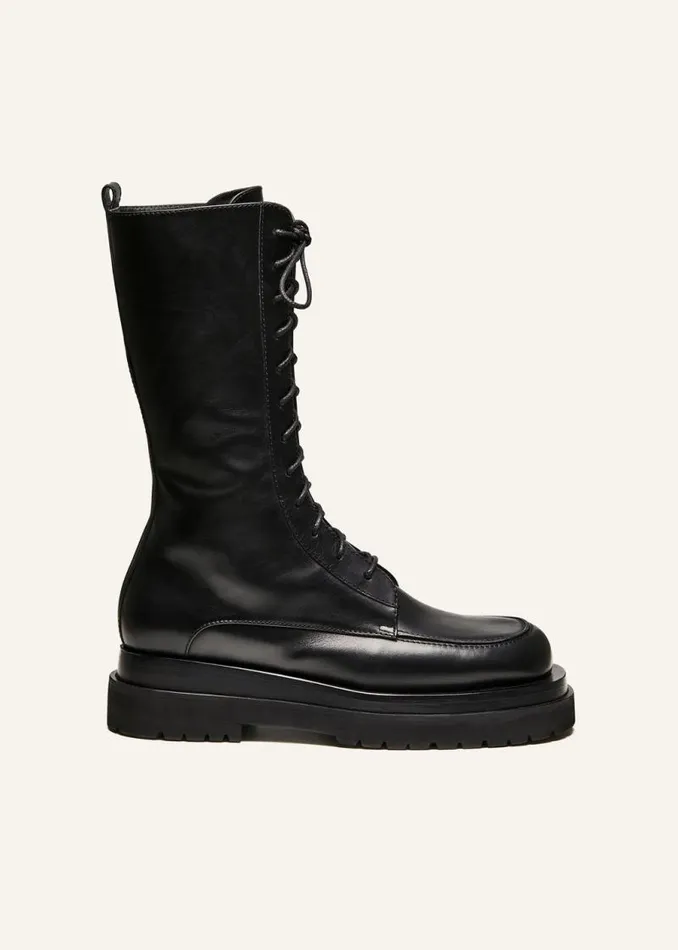 Shop Magda Butrym Shoes Combat Boots In Black Leather Shop Magda Butrym Shoes Combat Boots In Black Leather