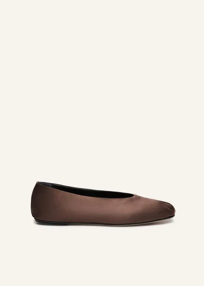 Shop Magda Butrym Shoes Satin Ballet Flats In Chocolate