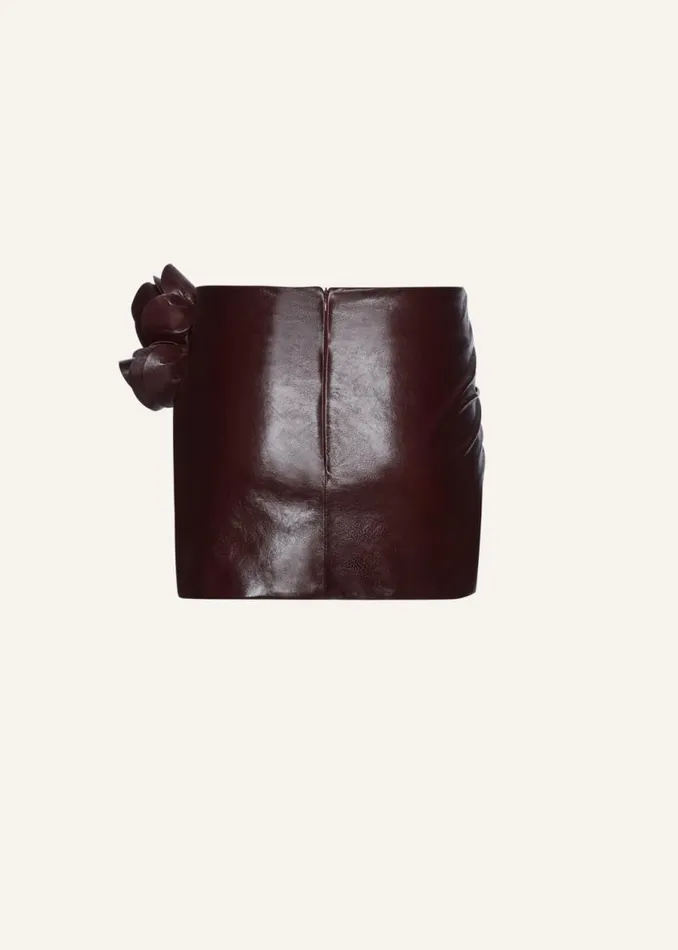 Shop Magda Butrym Skirts Draped Leather Mini Skirt In Burgundy Shop Magda Butrym Skirts Draped Leather Mini Skirt In Burgundy
