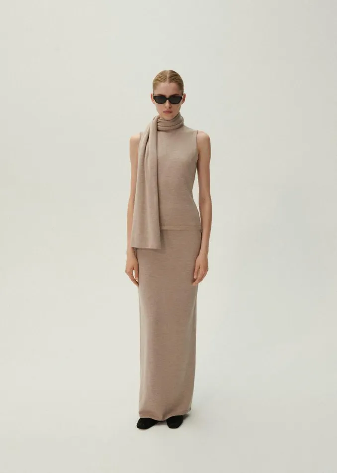 Shop Magda Butrym Skirts Knitwear Maxi Skirt In Beige Shop Magda Butrym Skirts Knitwear Maxi Skirt In Beige