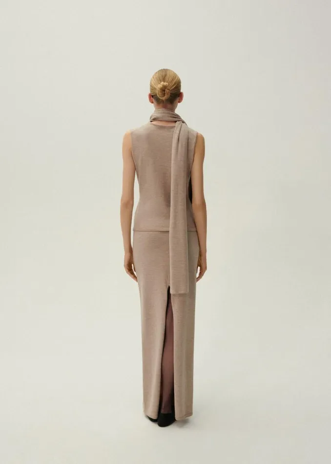 Shop Magda Butrym Skirts Knitwear Maxi Skirt In Beige Shop Magda Butrym Skirts Knitwear Maxi Skirt In Beige