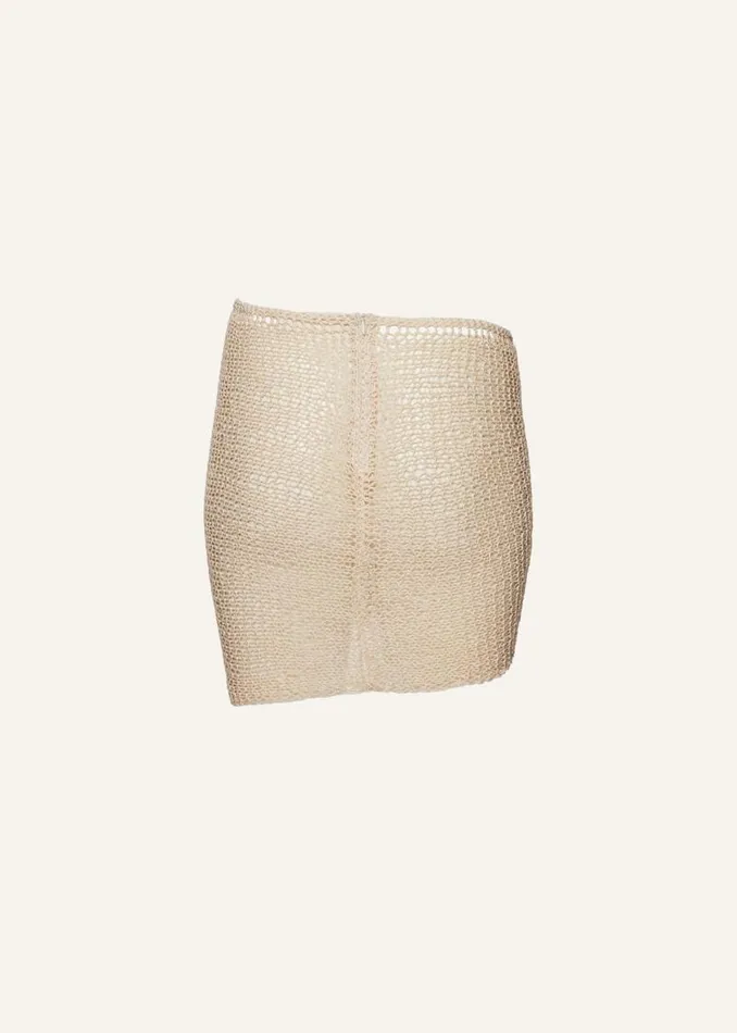Shop Magda Butrym Skirts Netted Crochet Ruched Mini Skirt In Cream Shop Magda Butrym Skirts Netted Crochet Ruched Mini Skirt In Cream