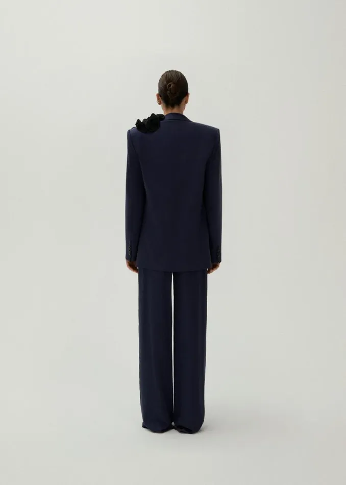Shop Magda Butrym Tailoring And Suits Classic Oversized Cupro Blazer In Navy Shop Magda Butrym Tailoring And Suits Classic Oversized Cupro Blazer In Navy