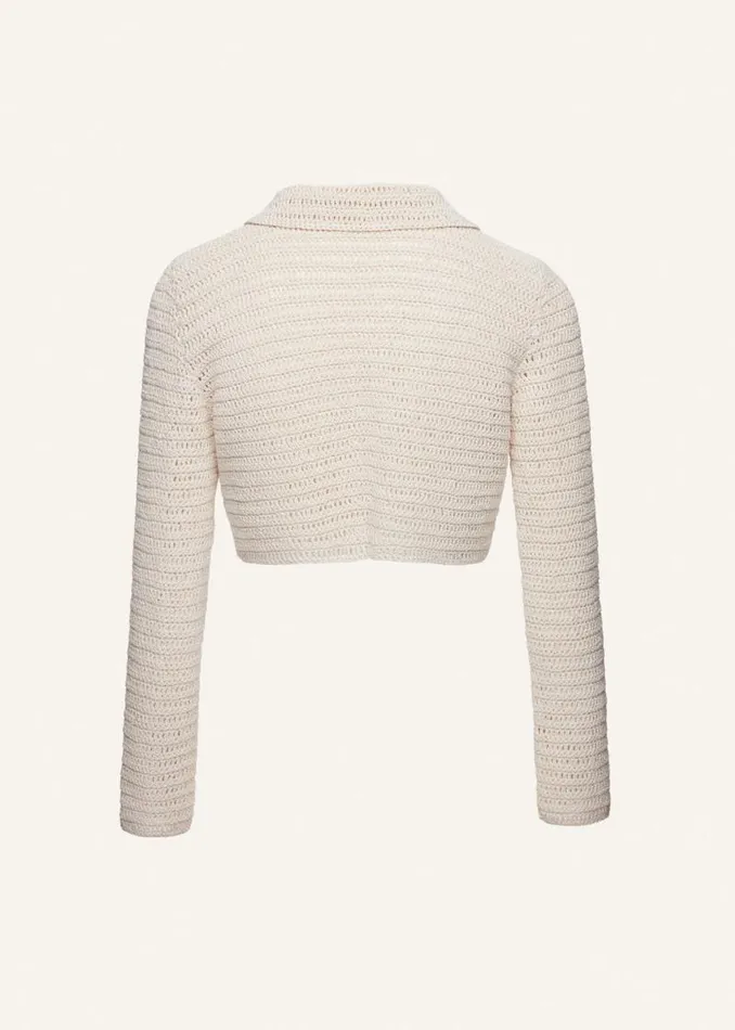 Shop Magda Butrym Tailoring And Suits Crochet Cropped Bolero Jacket In Cream Shop Magda Butrym Tailoring And Suits Crochet Cropped Bolero Jacket In Cream