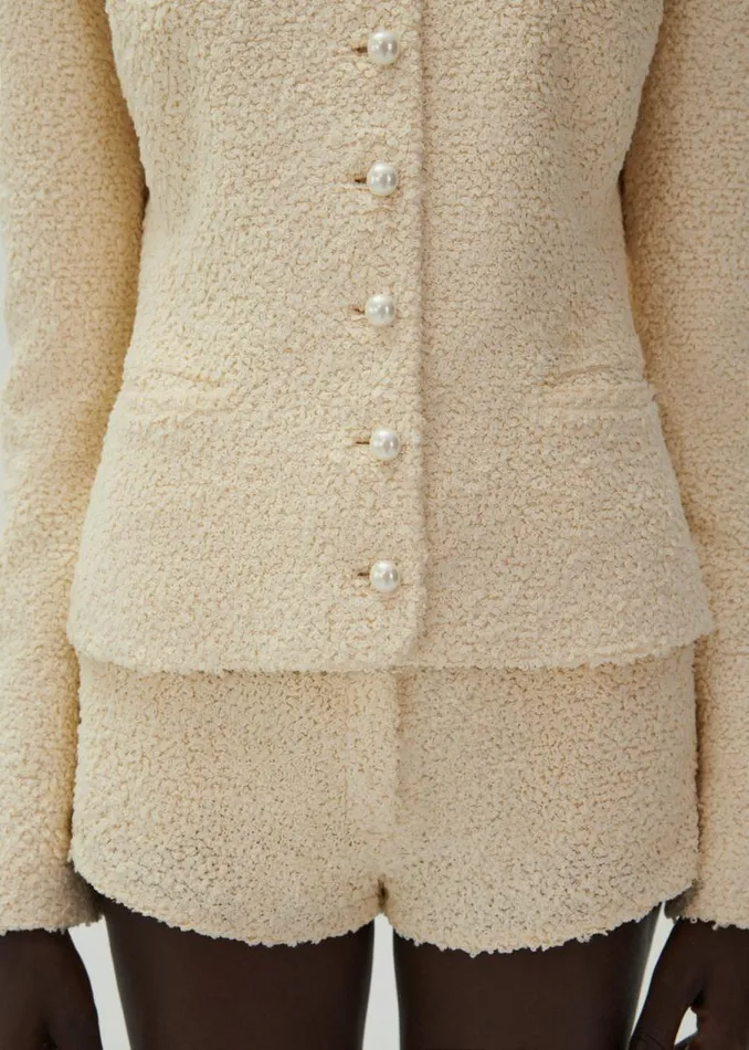 Shop Magda Butrym Tailoring And Suits Fitted Boucl Buttoned Blazer In Cream Shop Magda Butrym Tailoring And Suits Fitted Boucl Buttoned Blazer In Cream