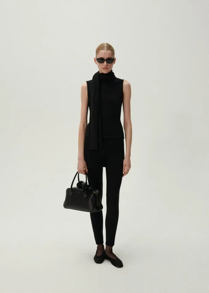 Shop Magda Butrym Tops Sleeveless High Neck Knit Top In Black Shop Magda Butrym Tops Sleeveless High Neck Knit Top In Black