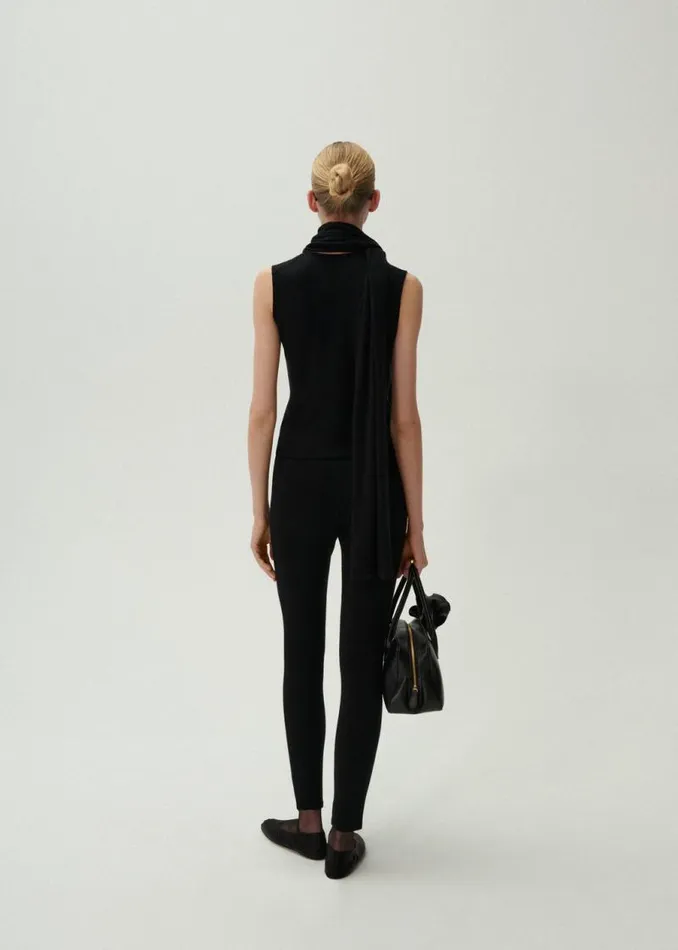 Shop Magda Butrym Tops Sleeveless High Neck Knit Top In Black Shop Magda Butrym Tops Sleeveless High Neck Knit Top In Black