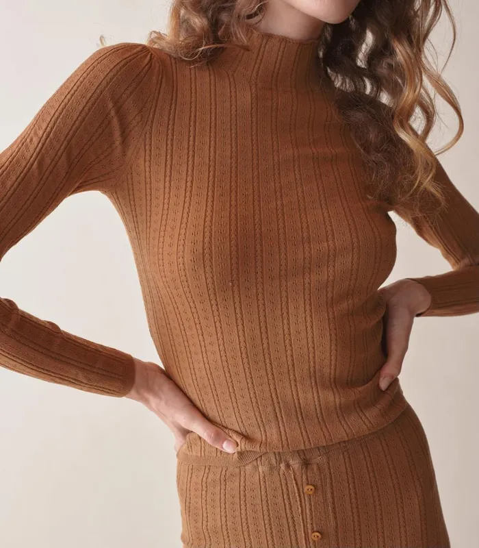 Shop OSLO TURTLENECK Toasted Pecan DEN Knitwear