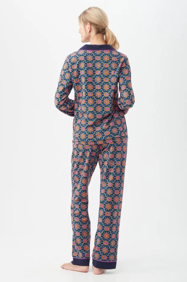 SHOP Trina Turk WOMEN039S SLEEPWEAR ROYAL FOULARD WOMEN039S LONG SLEEVE LONG PANT JERSEY PJ SET