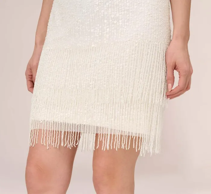 Short Dresses Womens Adrianna Papell Sleeveless Beaded Cocktail Dress In Ivory