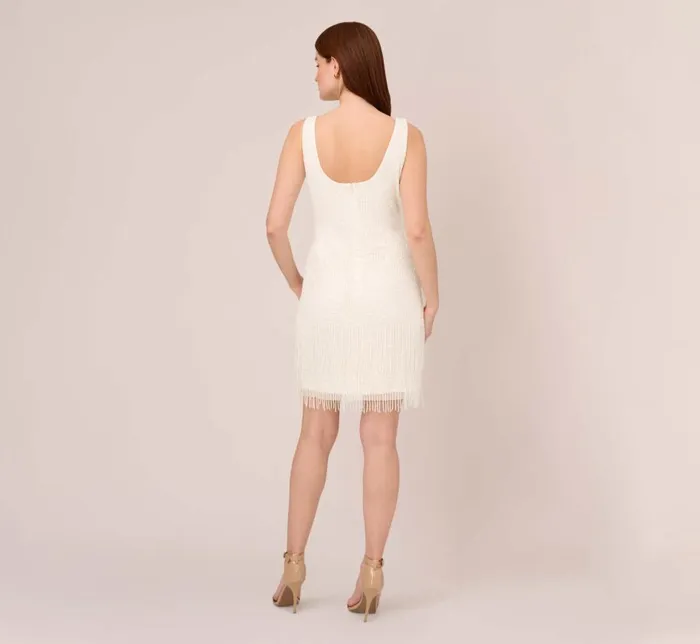 Short Dresses Womens Adrianna Papell Sleeveless Beaded Cocktail Dress In Ivory