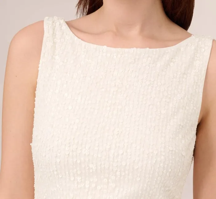 Short Dresses Womens Adrianna Papell Sleeveless Beaded Cocktail Dress In Ivory
