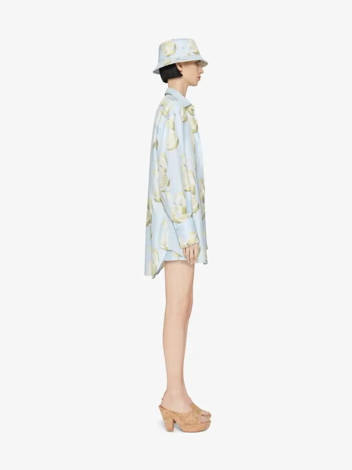 Shorts In Silk With Lemon Print Blueyellow Women Givenchy Pants and Shorts