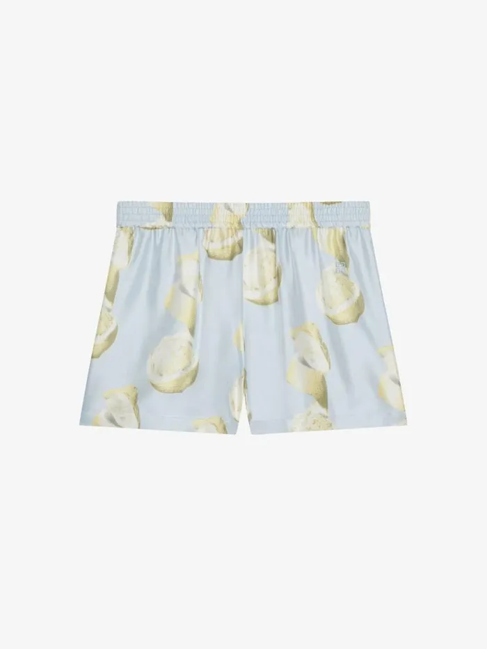 Shorts In Silk With Lemon Print Blueyellow Women Givenchy Pants and Shorts