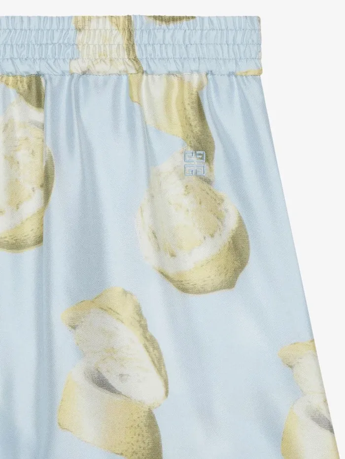 Shorts In Silk With Lemon Print Blueyellow Women Givenchy Pants and Shorts
