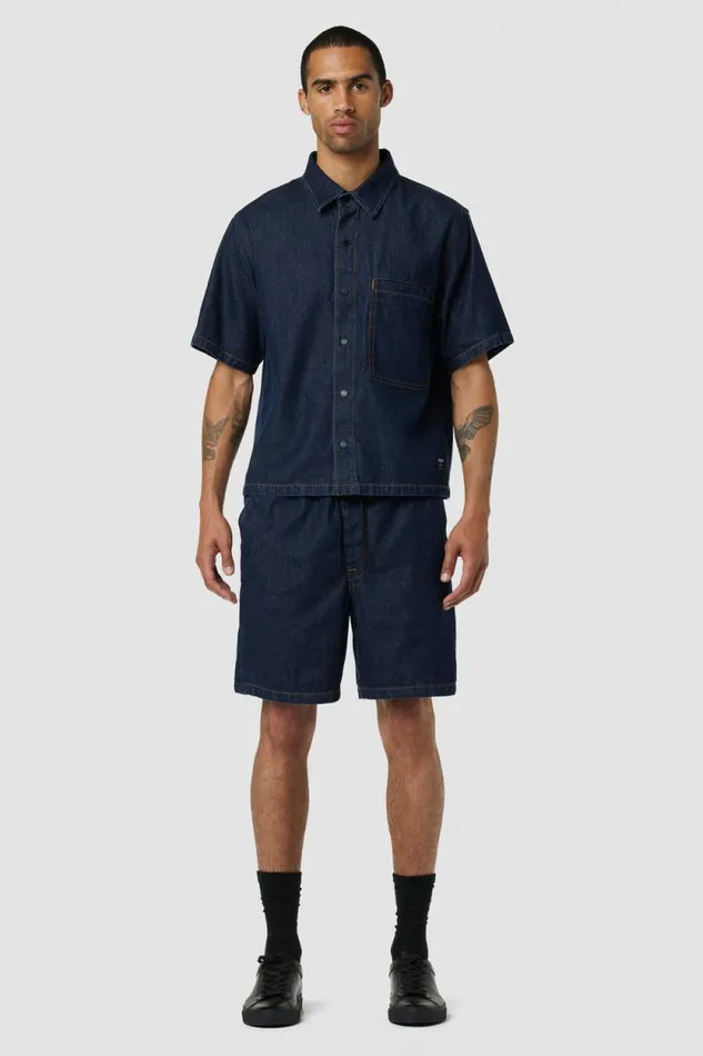 Shorts Men Hudson Jeans Drawcord Short Dark Chambray Shorts Men Hudson Jeans Drawcord Short Dark Chambray