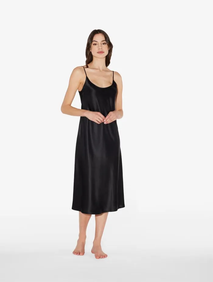 Silk Midi Nightdress In Black Sleepwear La Perla Slips and Dresses Silk Midi Nightdress In Black Sleepwear La Perla Slips and Dresses