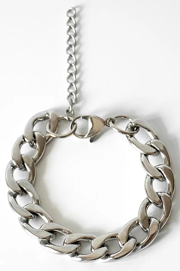 Silver Curb Chain Bracelet Women Roman Jewellery