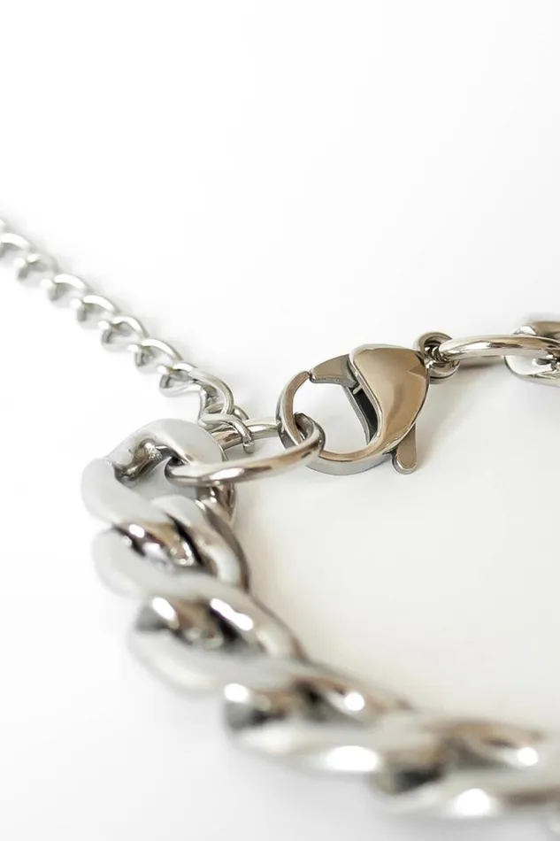 Silver Curb Chain Bracelet Women Roman Jewellery