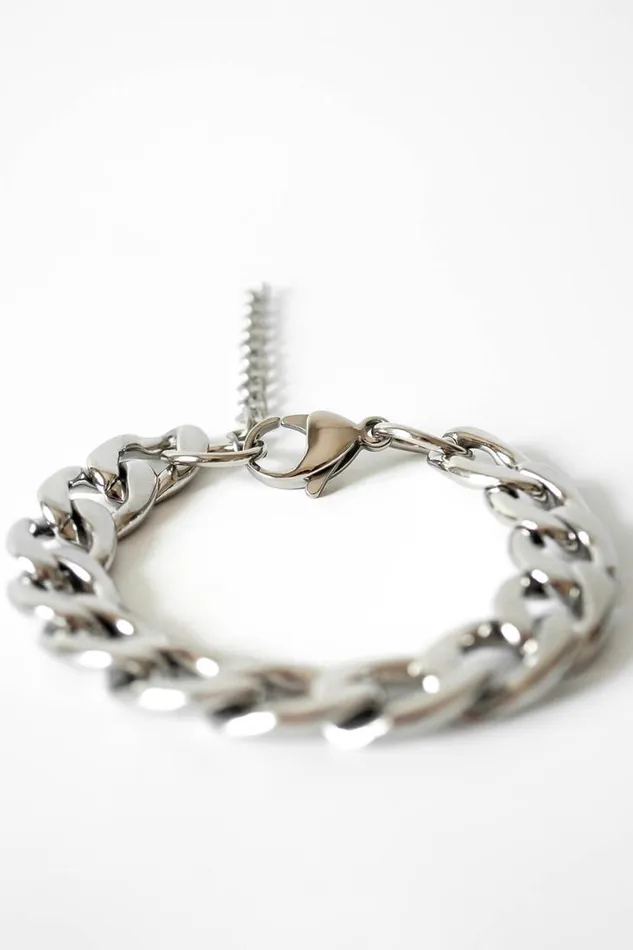 Silver Curb Chain Bracelet Women Roman Jewellery
