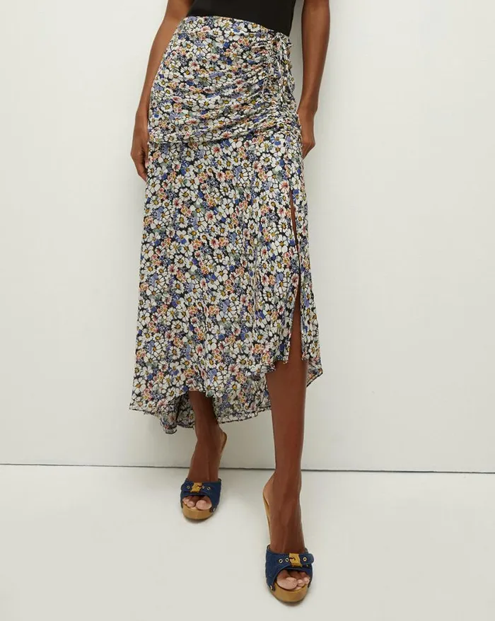 Skirts and Shorts Shop Veronica Beard Lucien Floral Silk Skirt Black Multi