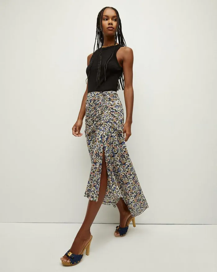 Skirts and Shorts Shop Veronica Beard Lucien Floral Silk Skirt Black Multi