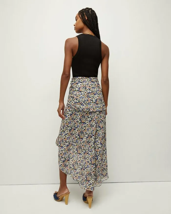 Skirts and Shorts Shop Veronica Beard Lucien Floral Silk Skirt Black Multi