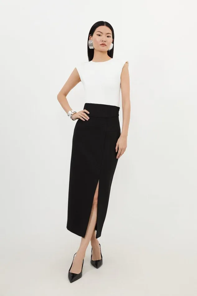 Skirts Women Karen Millen Compact Stretch Side Split Tailored Midi Pencil Skirt Black Skirts Women Karen Millen Compact Stretch Side Split Tailored Midi Pencil Skirt Black
