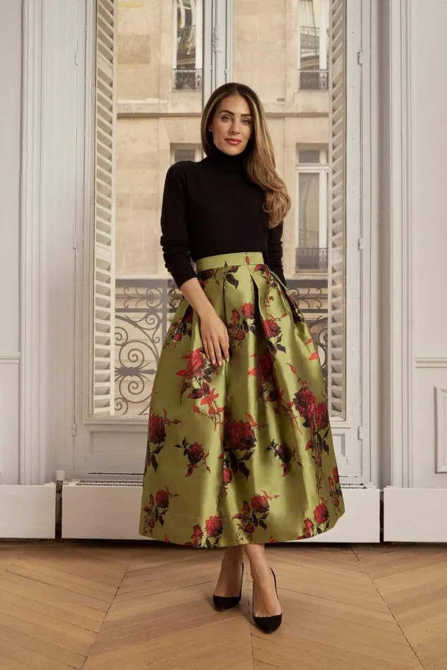 Skirts Women Karen Millen Lydia Millen Floral Jacquard Prom Woven Midi Skirt