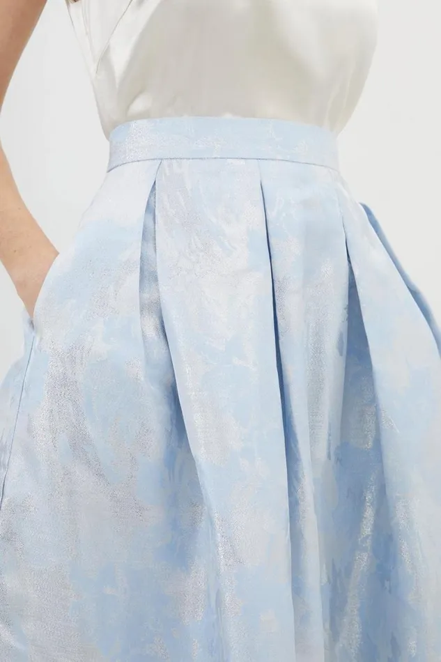 Skirts Women Karen Millen Metallic Woven Prom Midi Skirt Blue