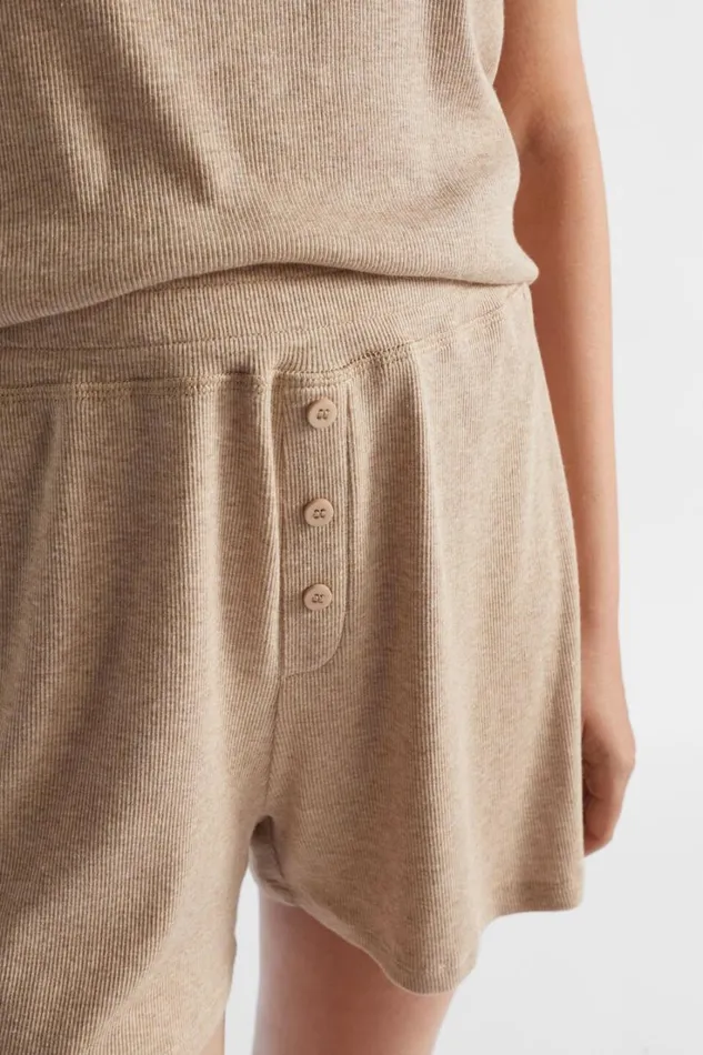 Sleepwear Woman Seed Heritage Rib PJ Top And Short Set Barley Marle