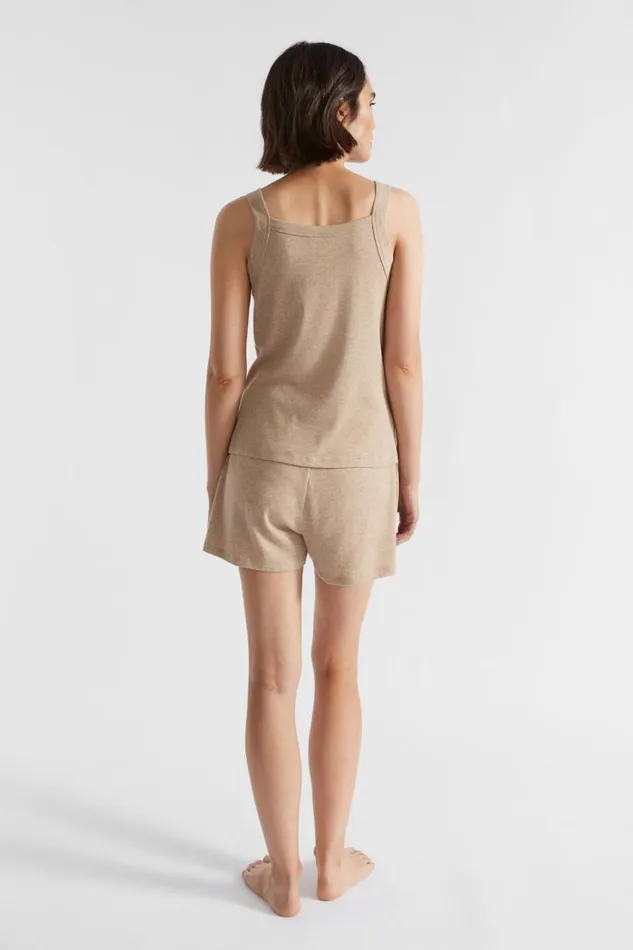 Sleepwear Woman Seed Heritage Rib PJ Top And Short Set Barley Marle