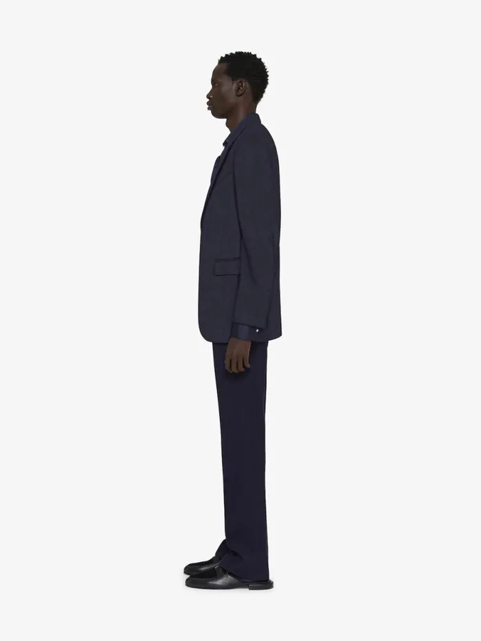 Slim Fit Jacket In Monogram 72 Wool And Silk Night Blue Men Givenchy Coats and Jackets