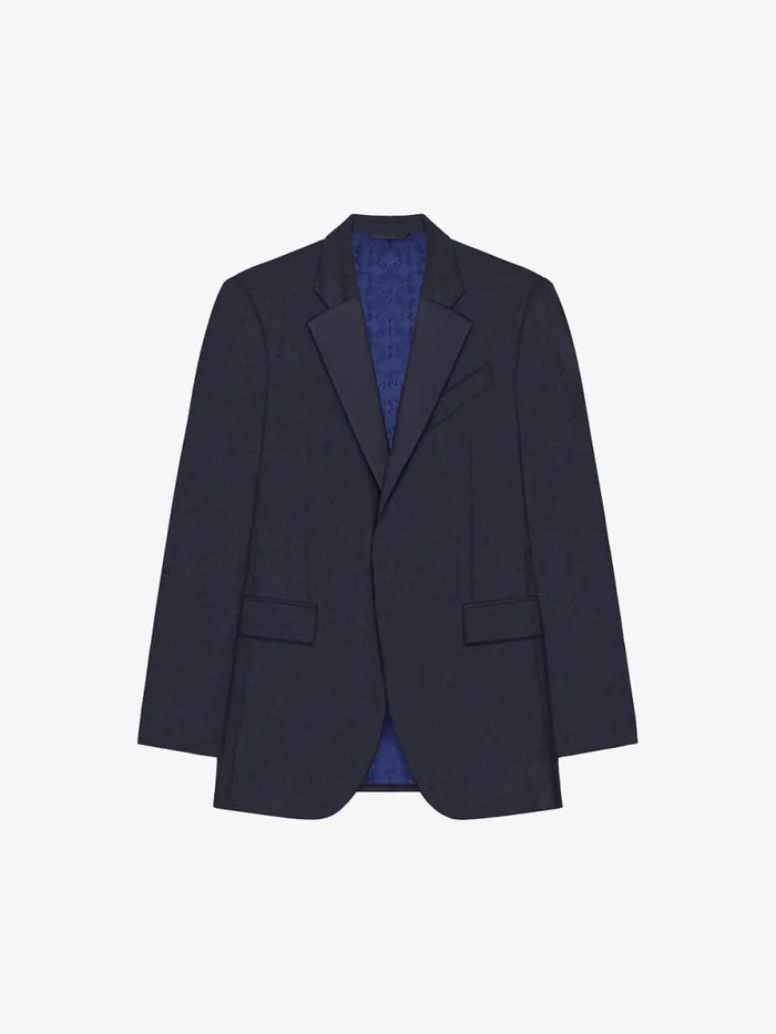 Slim Fit Jacket In Monogram 72 Wool And Silk Night Blue Men Givenchy Coats and Jackets