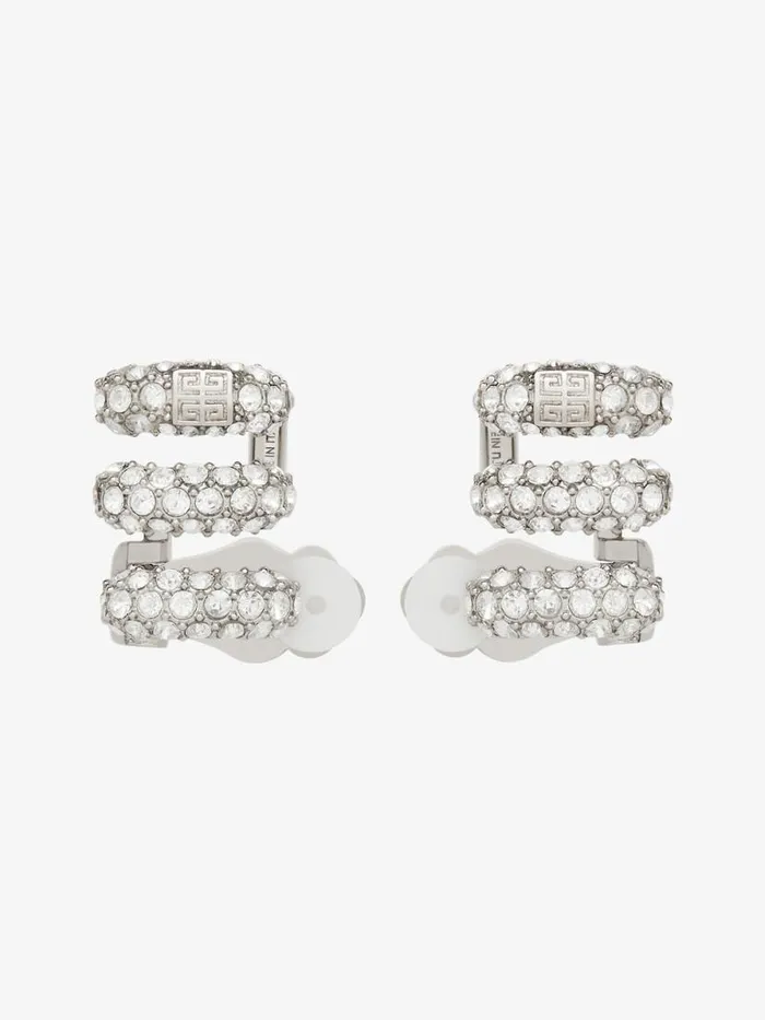 Stitch Clip Earrings In Metal With Crystals Silvery Women Givenchy Jewelry