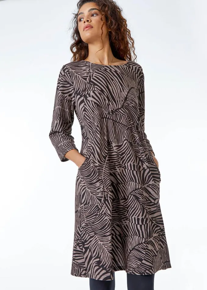 Stone Animal Print Stretch Dress Women Roman Dresses