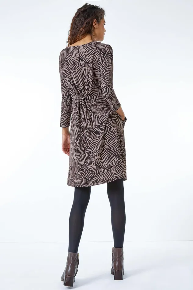 Stone Animal Print Stretch Dress Women Roman Dresses
