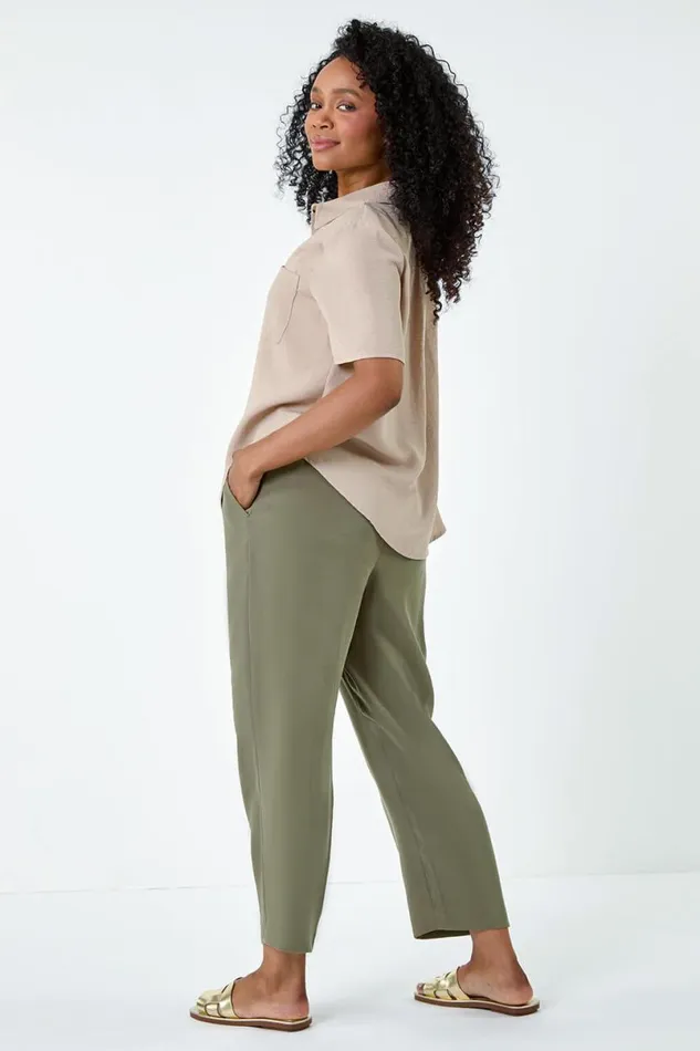 Stone Petite Button Up Pocket Shirt Women Roman Tops