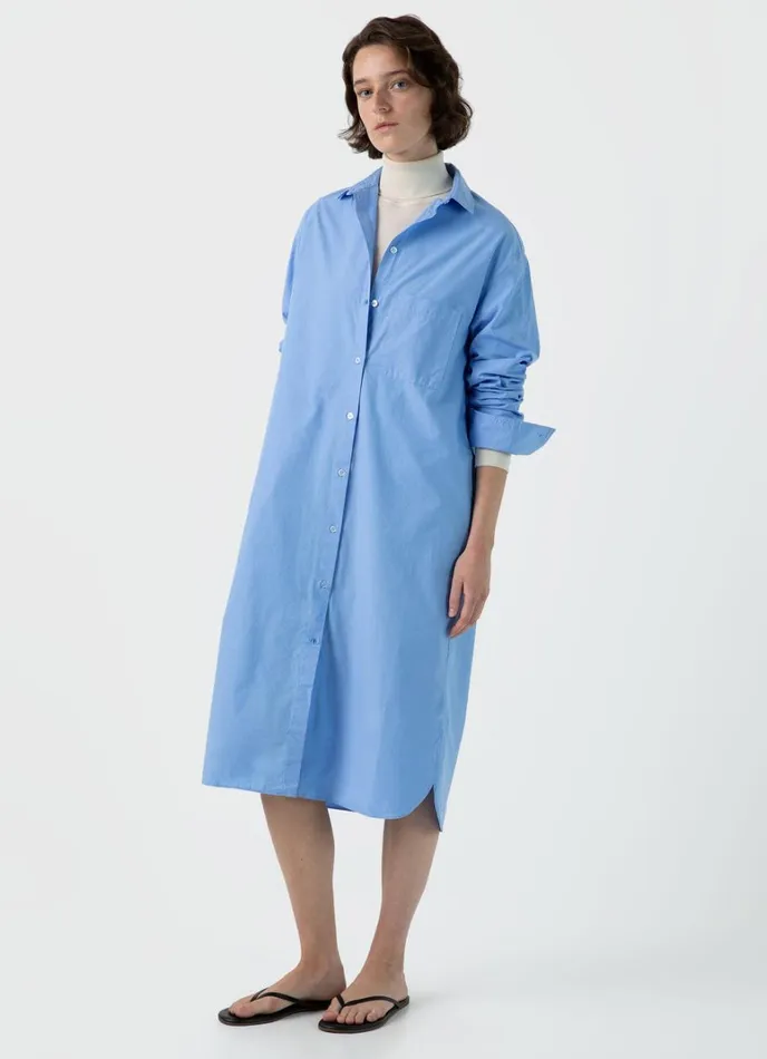 SUNSPEL Dresses and Skirts Cotton Poplin Shirt Dress Mid Blue 8211 Women